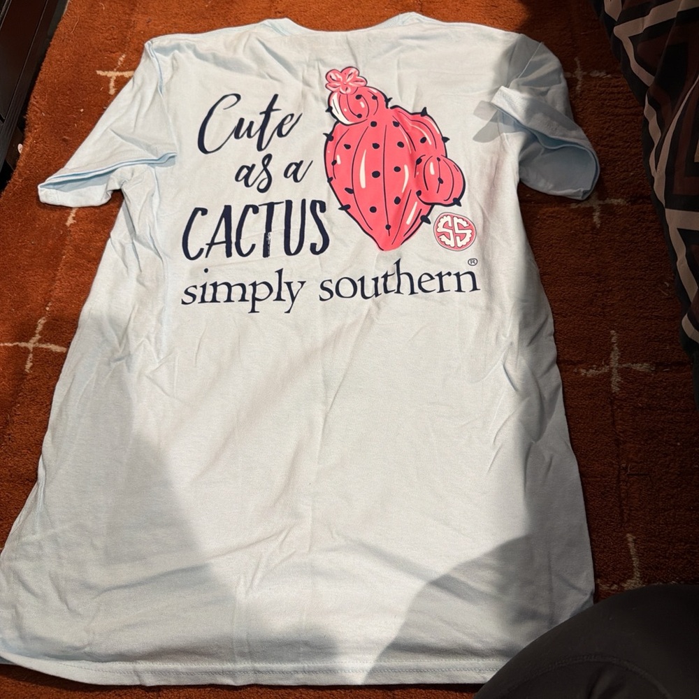 Simply Southern Light Blue Cactus Kids Tee